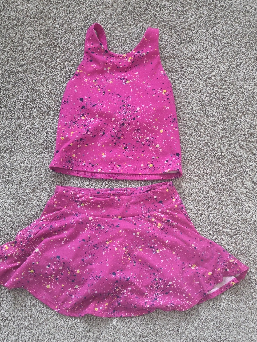 All In Motion Girls Pink Sparkle Two-Piece Costume Skirt Set Size 6/7